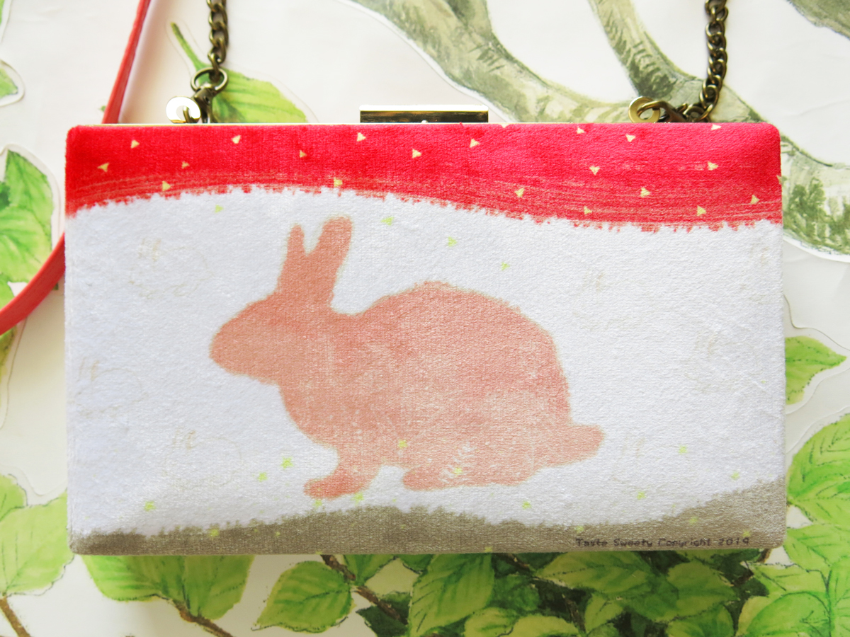 桃紅星星兔口金包