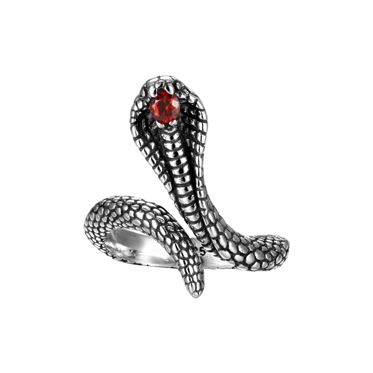 純銀戒指，女士尾戒 復古泰銀眼鏡蛇；神話學符號之美（8698）
