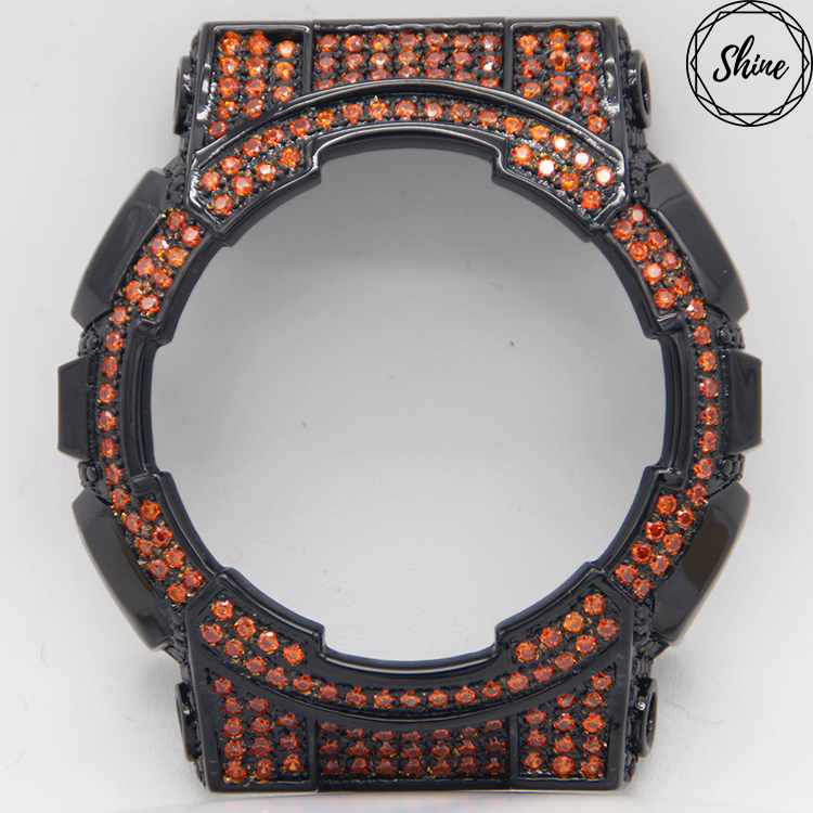 GA-110 客製 黑X橙閃石金屬錶殼