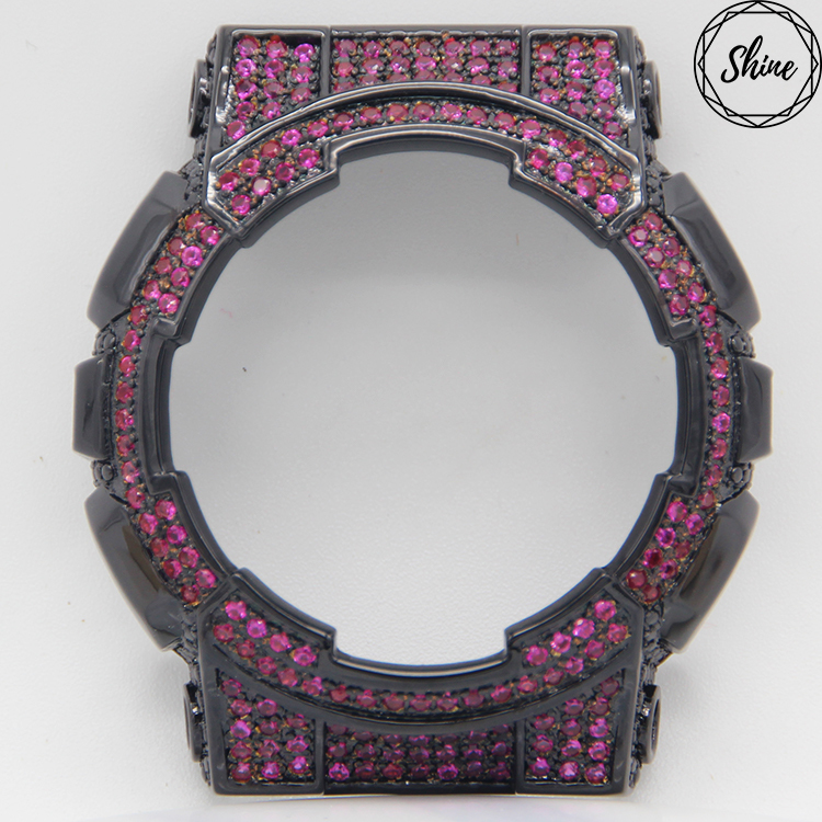 GA-110 客製 黑X粉閃石金屬錶殼