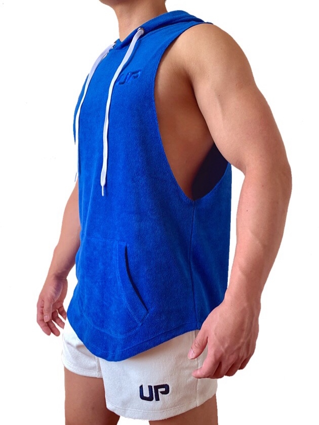 Taoru Hood 毛巾布連帽背心 鮮彩藍