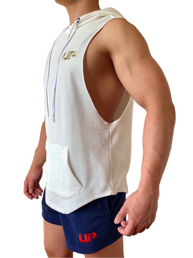 Taoru Hood 毛巾布連帽背心 米白色