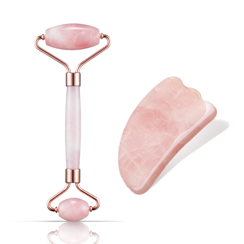 Rose Quartz Crystal Face Roller Set 7237