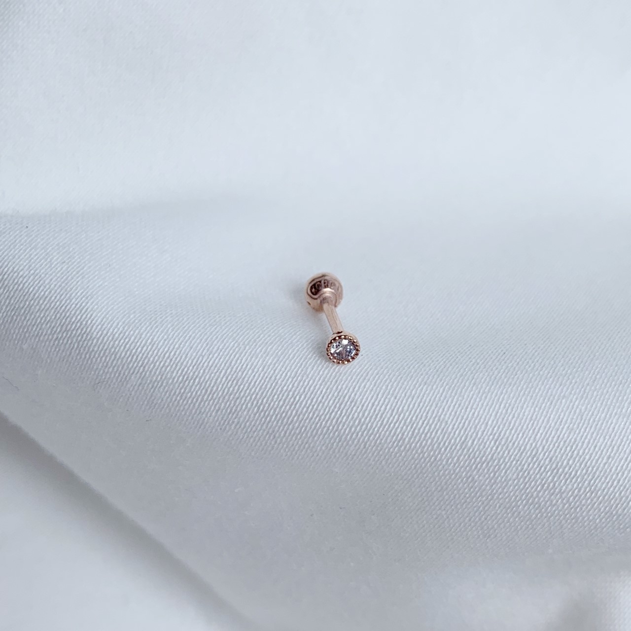 14k迷你蛋糕鋯石轉珠耳環