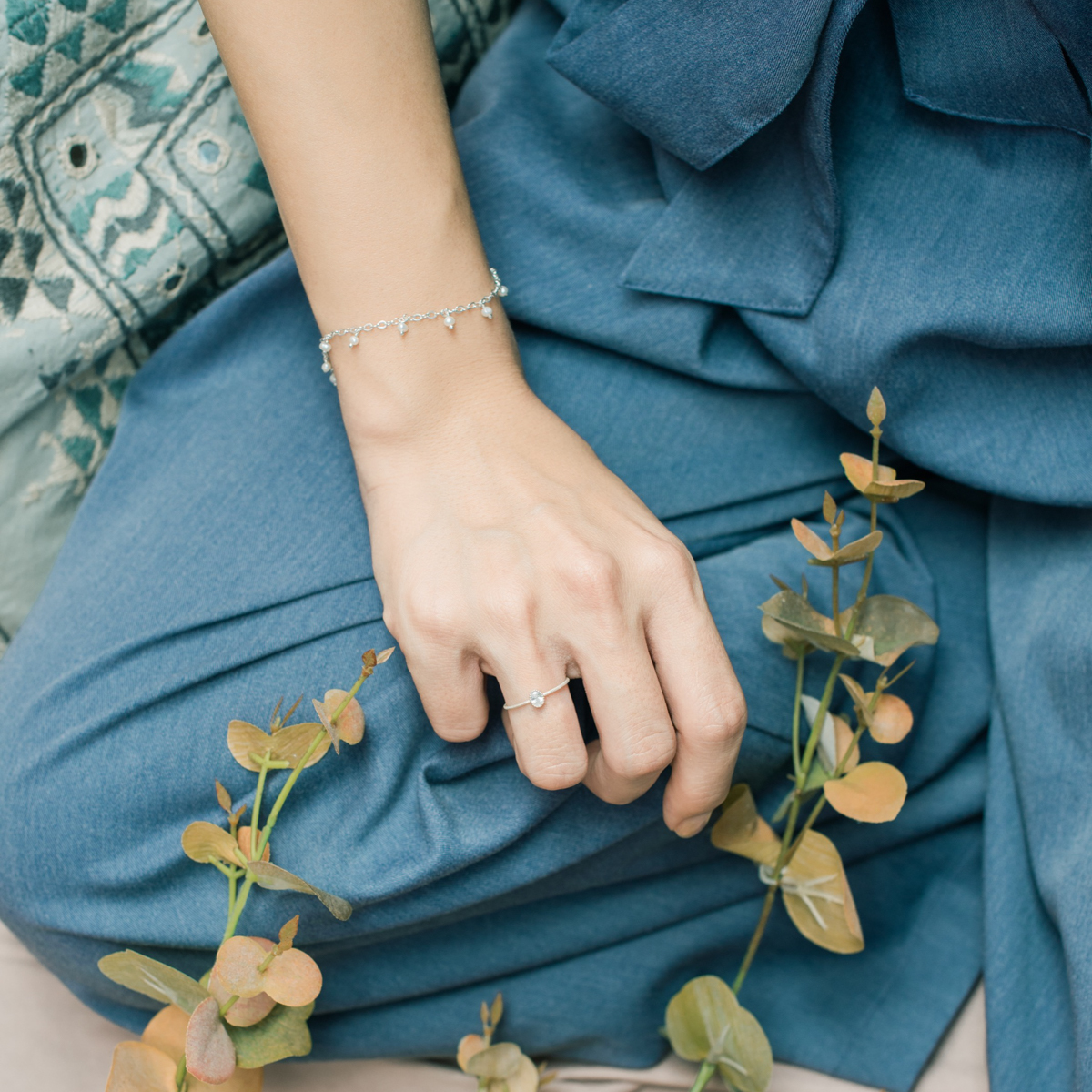 晃晃珍珠粗鍊手鍊-銀