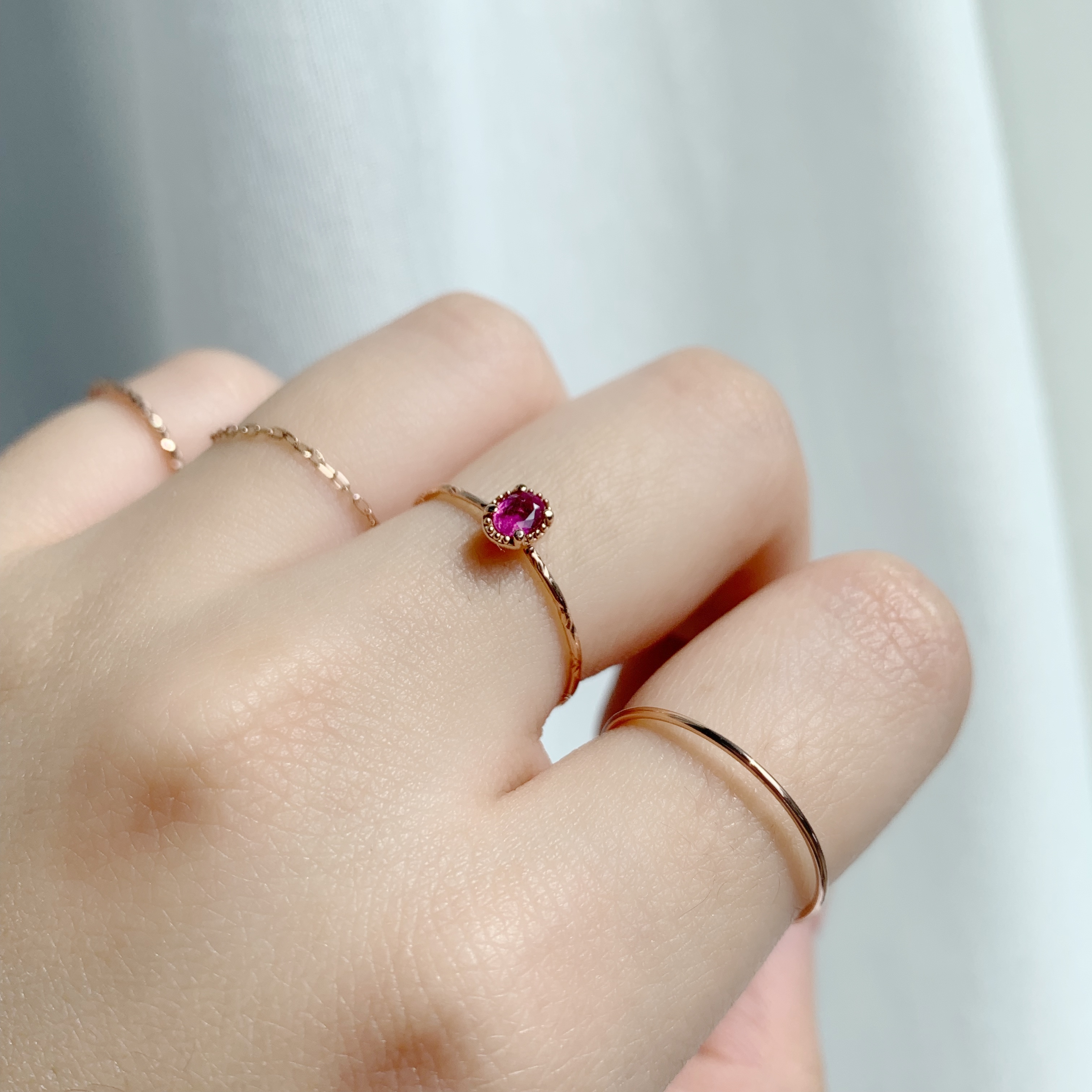 14K 復古橢圓頂級紅寶石細戒