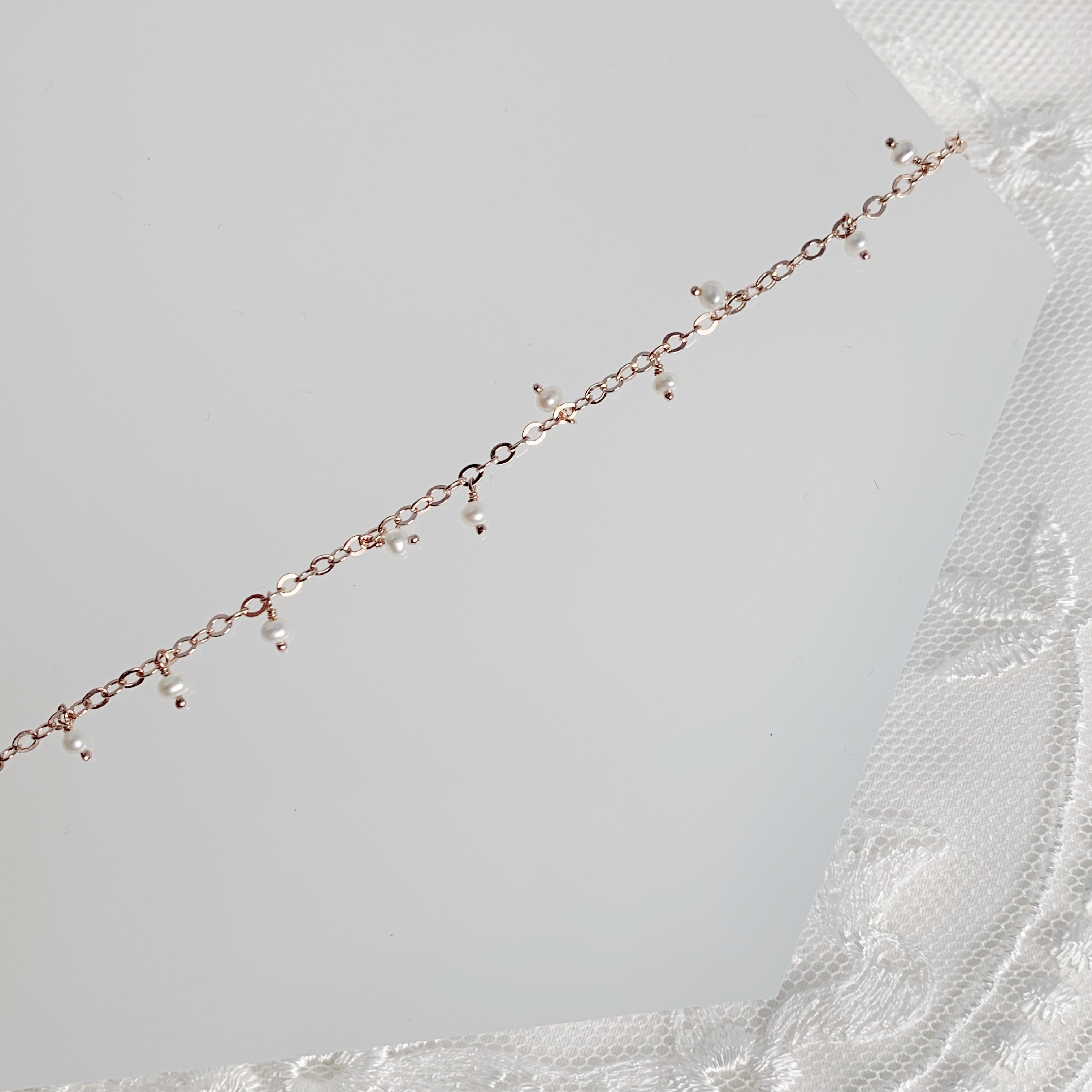晃晃珍珠粗鍊手鍊-玫瑰金