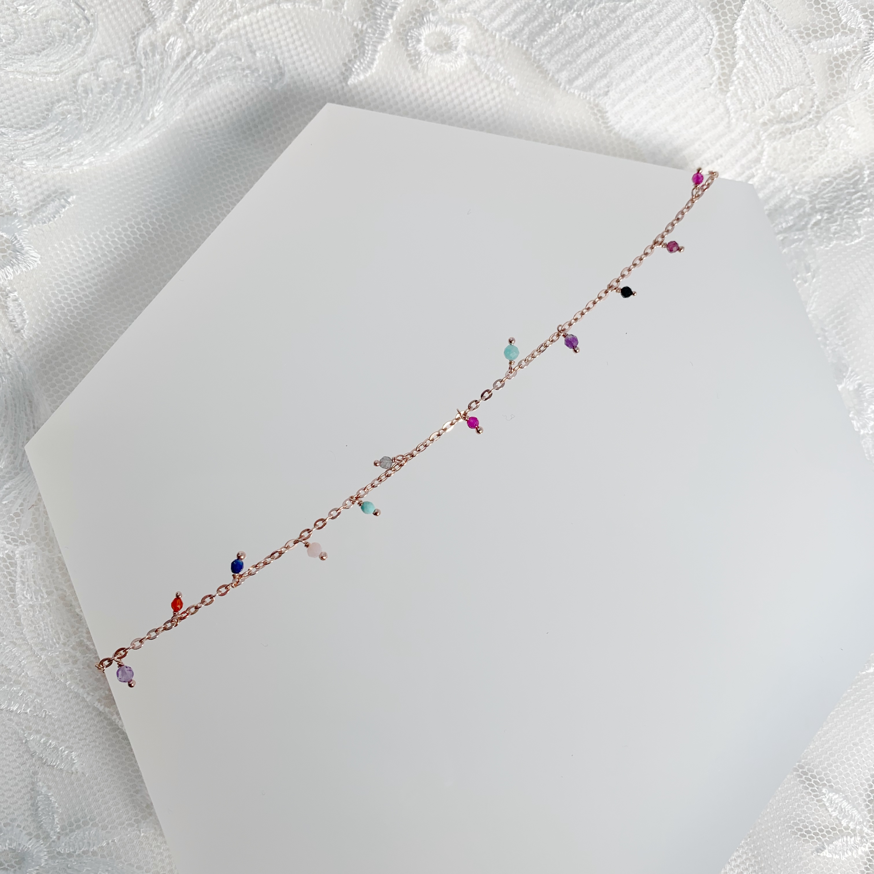 晃晃多彩寶石手鍊-玫瑰金