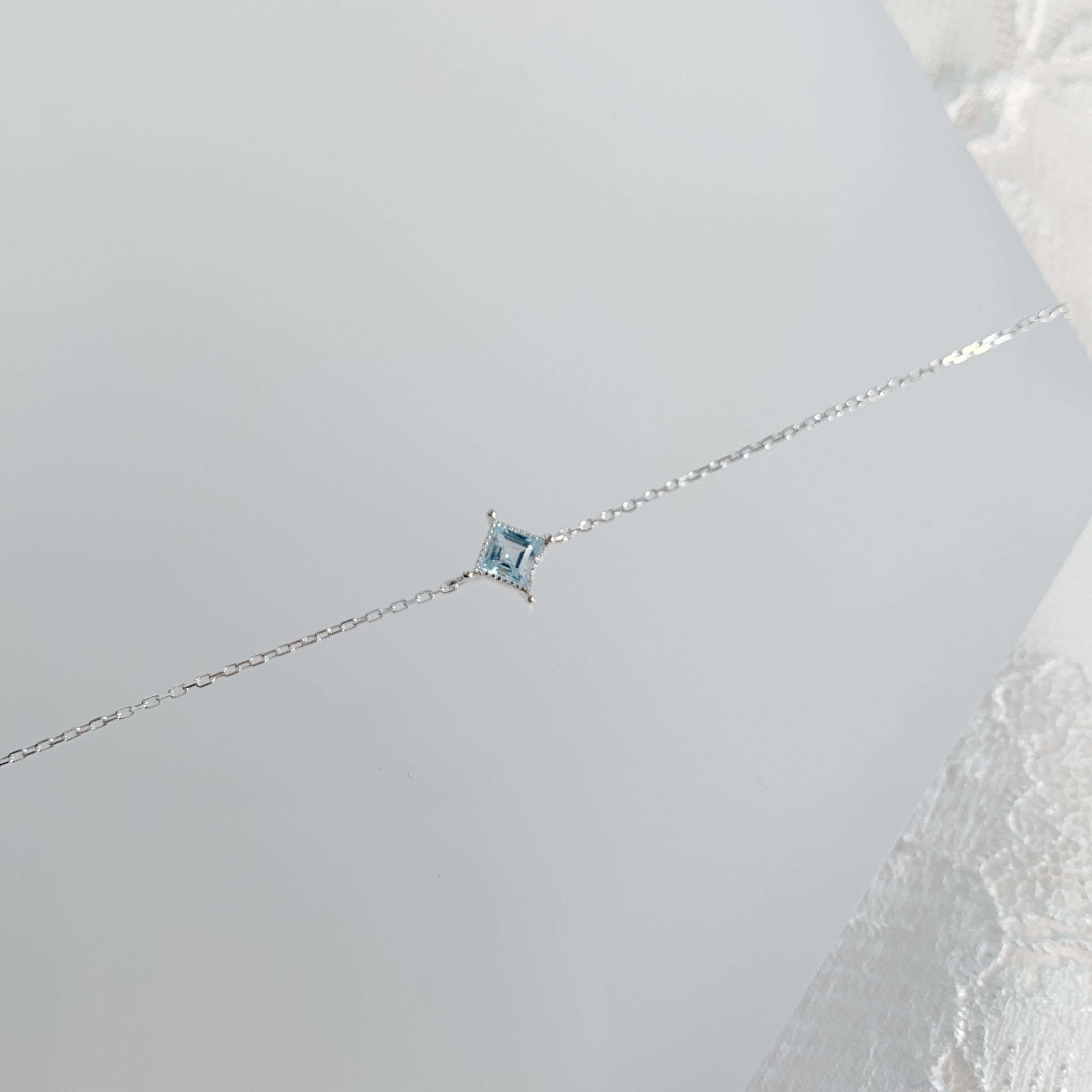 蛋糕菱形托帕石手鍊-銀