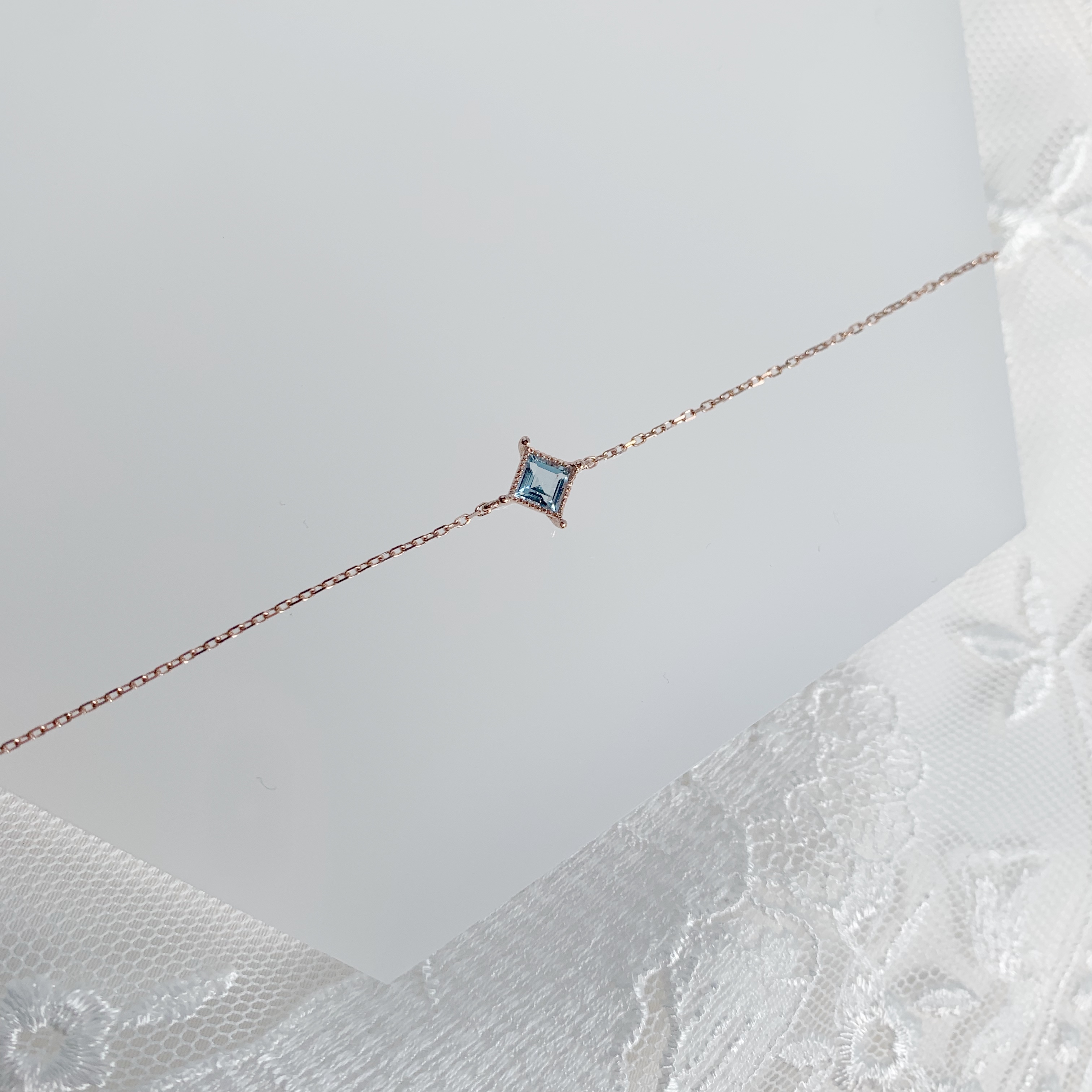 蛋糕菱形托帕石手鍊-玫瑰金