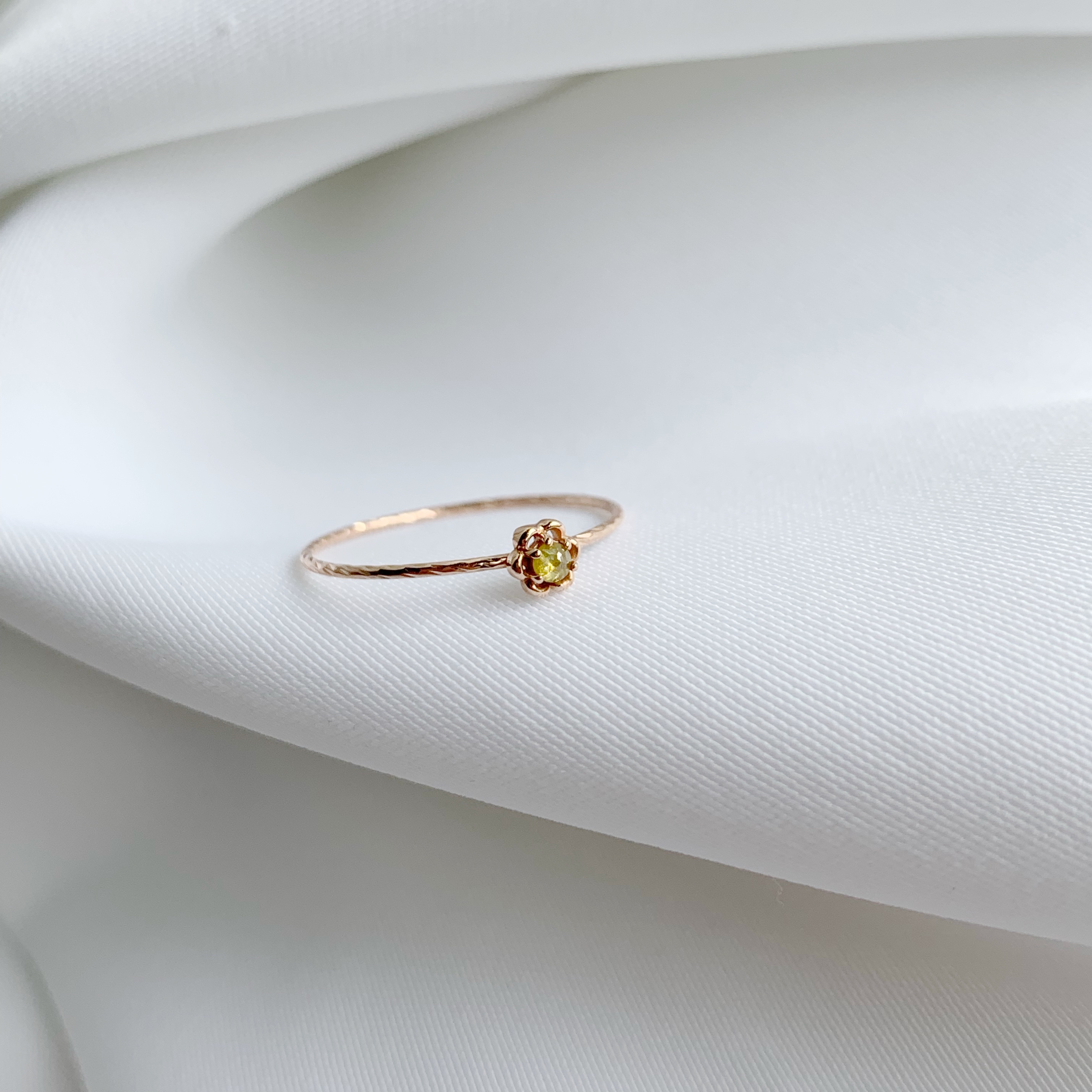 14K花花黃鑽細戒