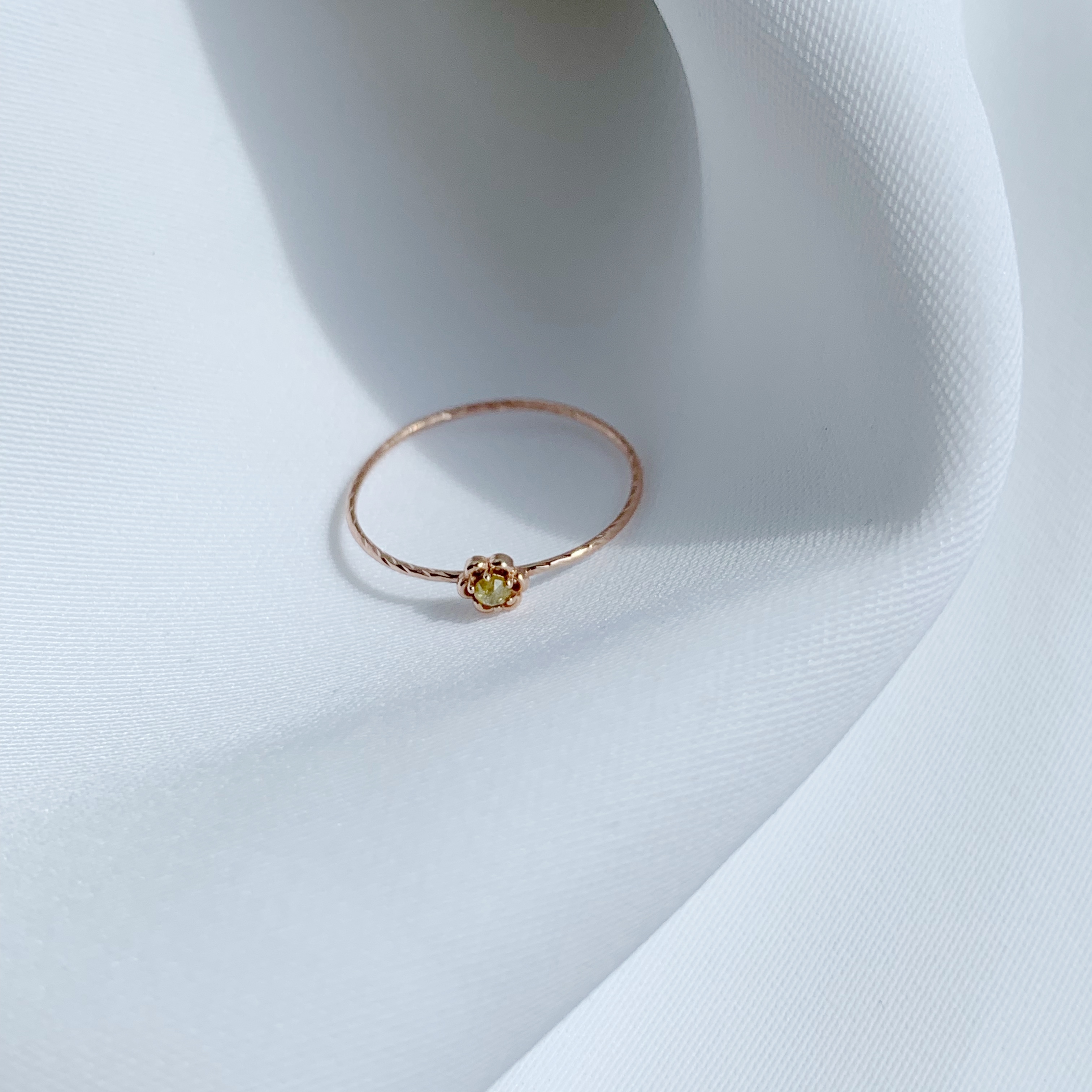 14K花花黃鑽細戒