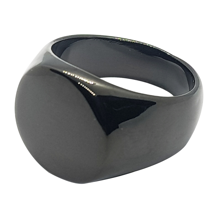 白鋼戒指，男士戒指 亮面黑色俐落圓形造型；推薦刻字款（8150黑色）