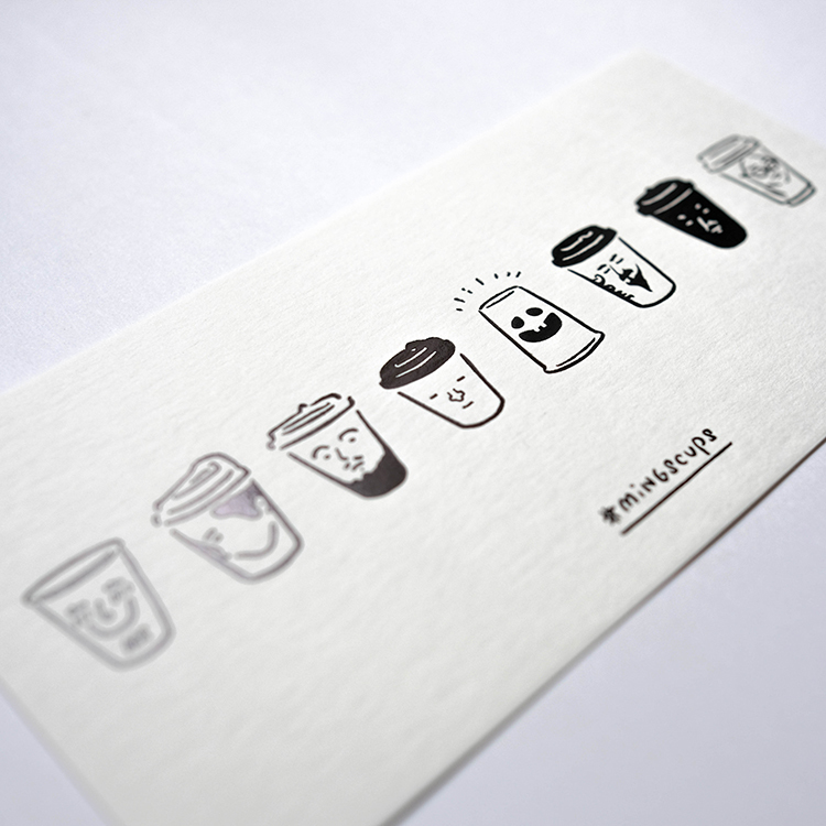 「MINGSCUPS」杯子明信片 - 燙黑