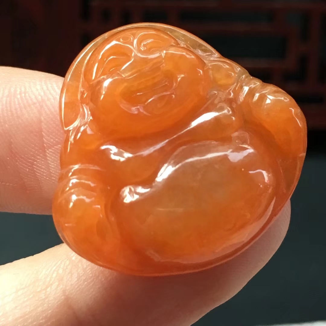 冰糯紅翡小佛公, 天然翡翠A玉, 緬甸玉, Jade, Jadeite