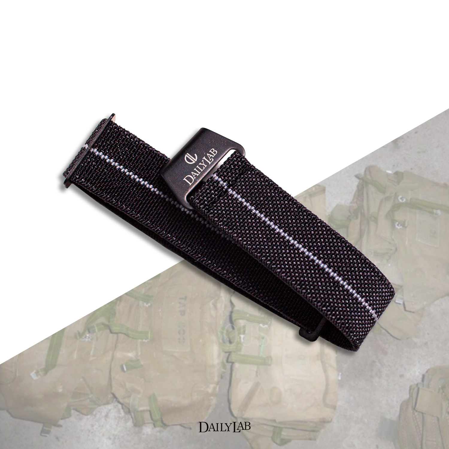 DailyLab｜60"s 法國海軍 降落傘彈性錶帶 黑色