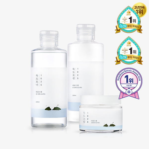 Round Lab 1025 Dokdo Cream 80ml + Lotion 200ml + Toner 200ml Set