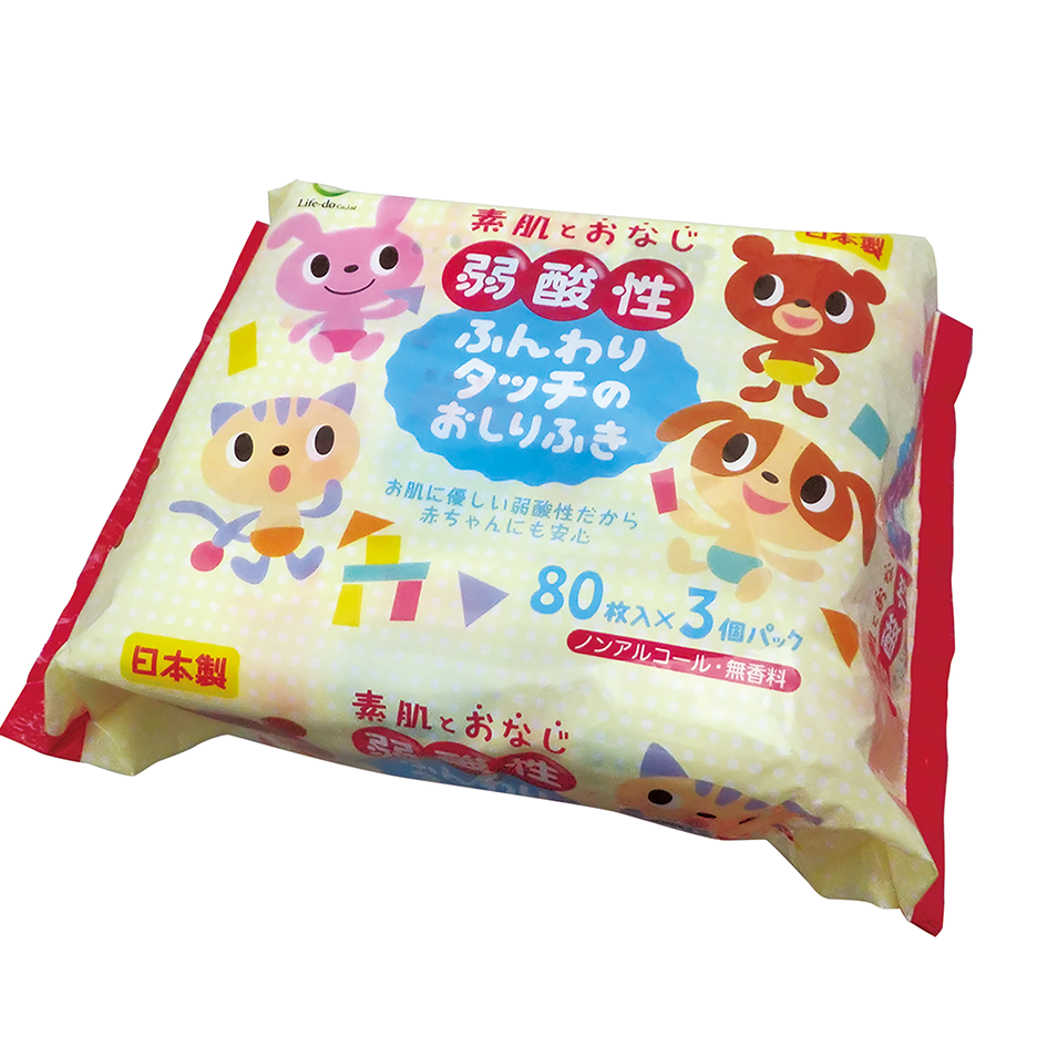 Life do plus 幼兒專用濕紙巾 - 弱酸性 (80片 - 3包入) / LD-035
