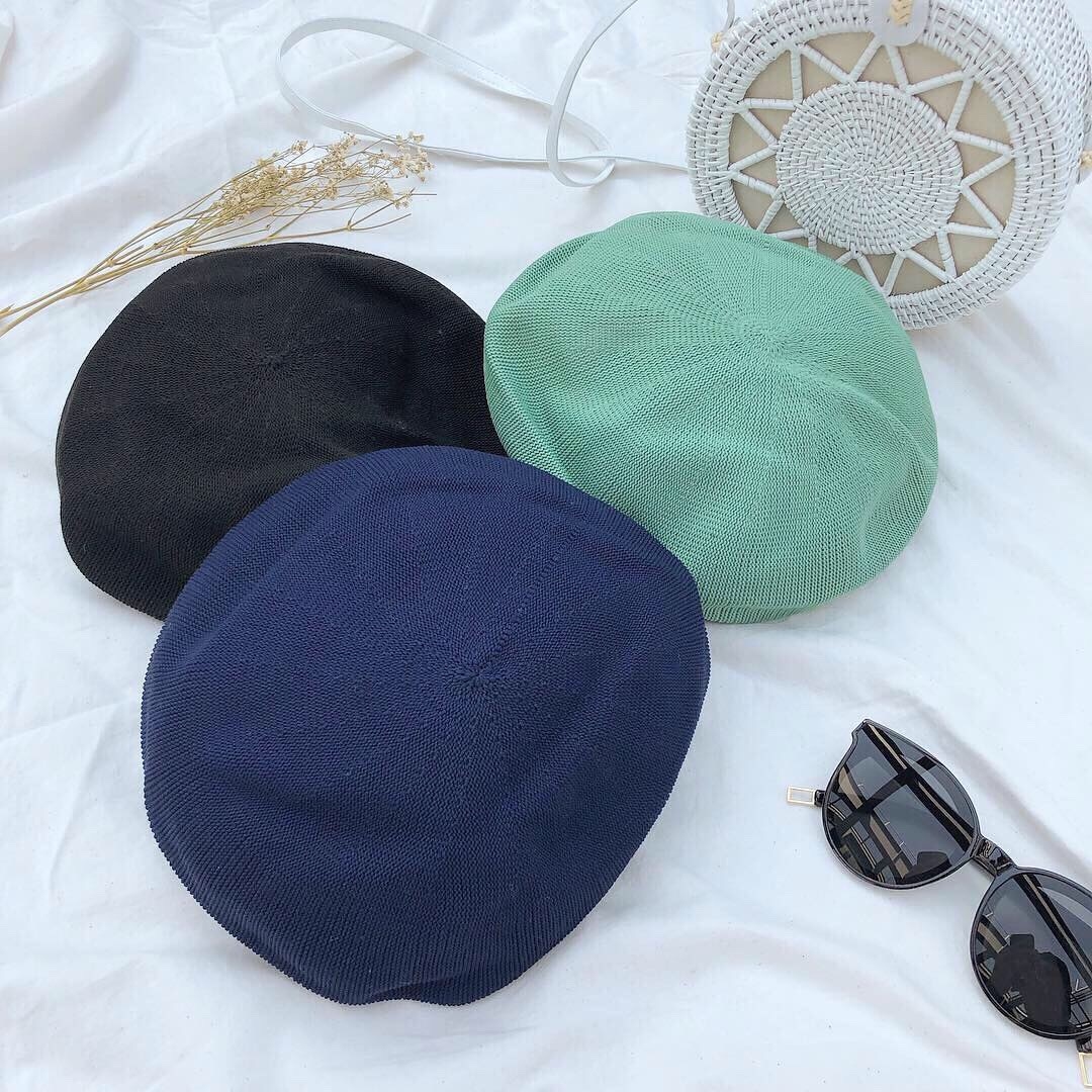 夏日皮邊貝雷帽/三色