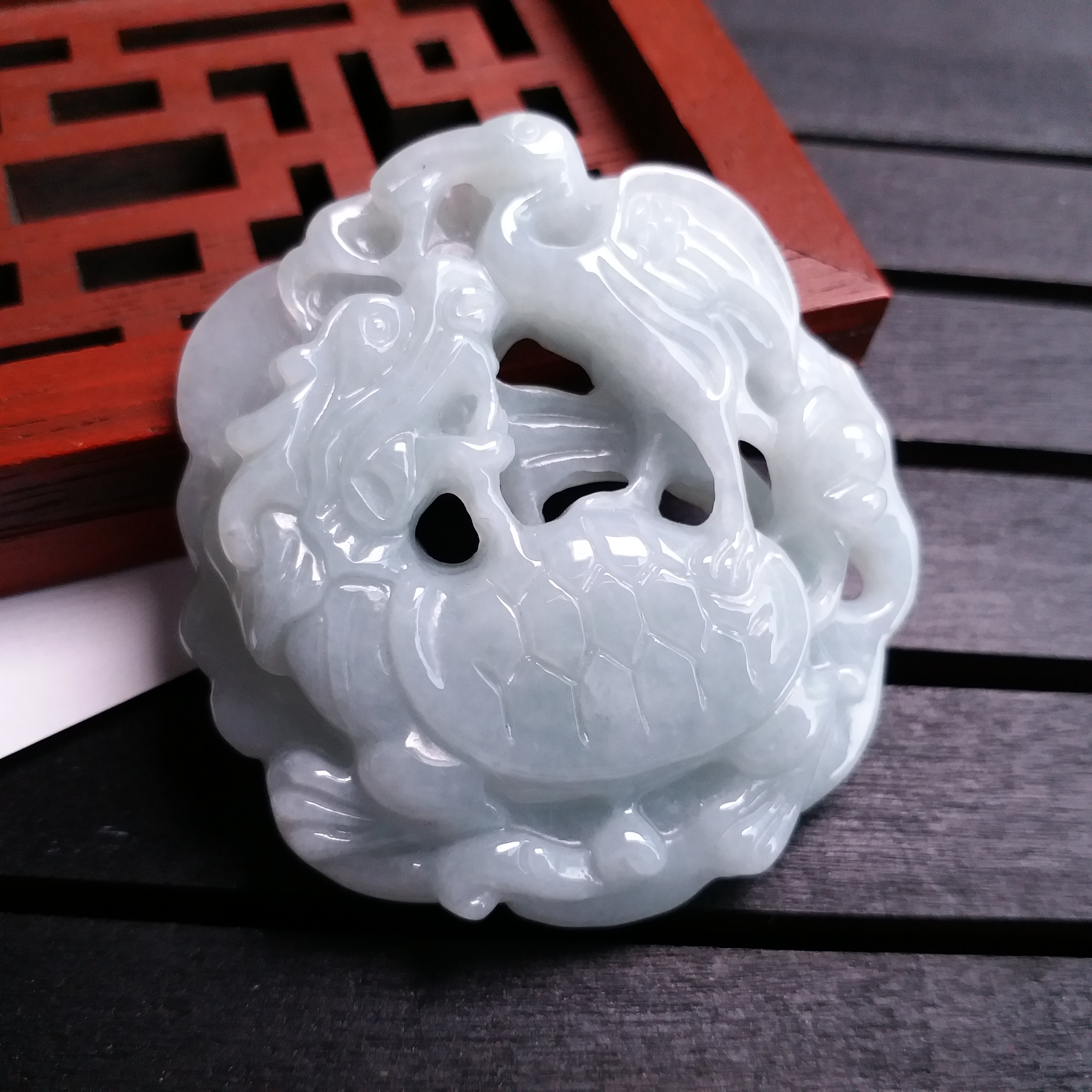 J1050 冰糯矮空巧雕龍魚鰲頭獨佔吊墜