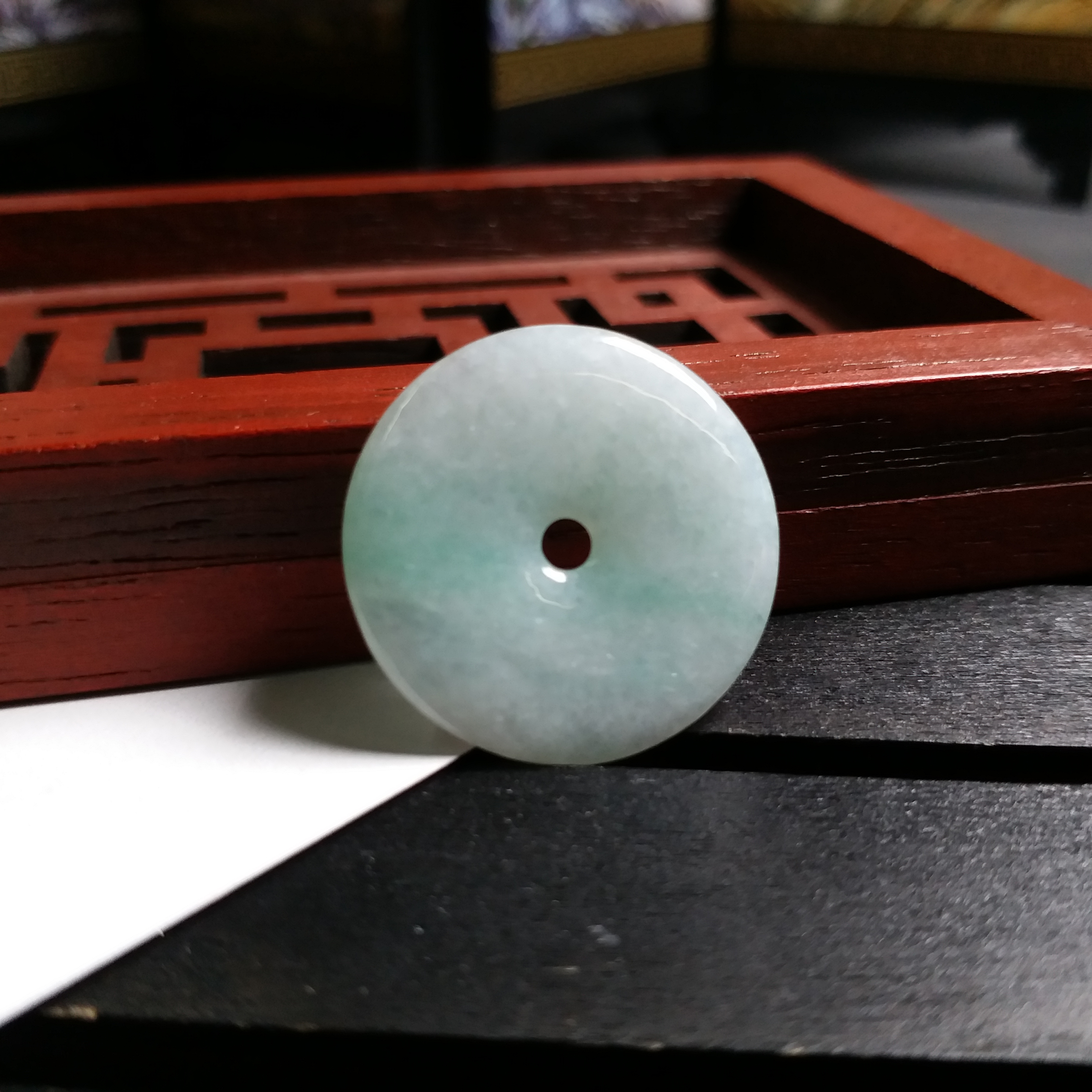 冰糯淺綠平安扣 (23.2mm直徑), 天然翡翠A玉, 緬甸玉, Jade, Jadeite