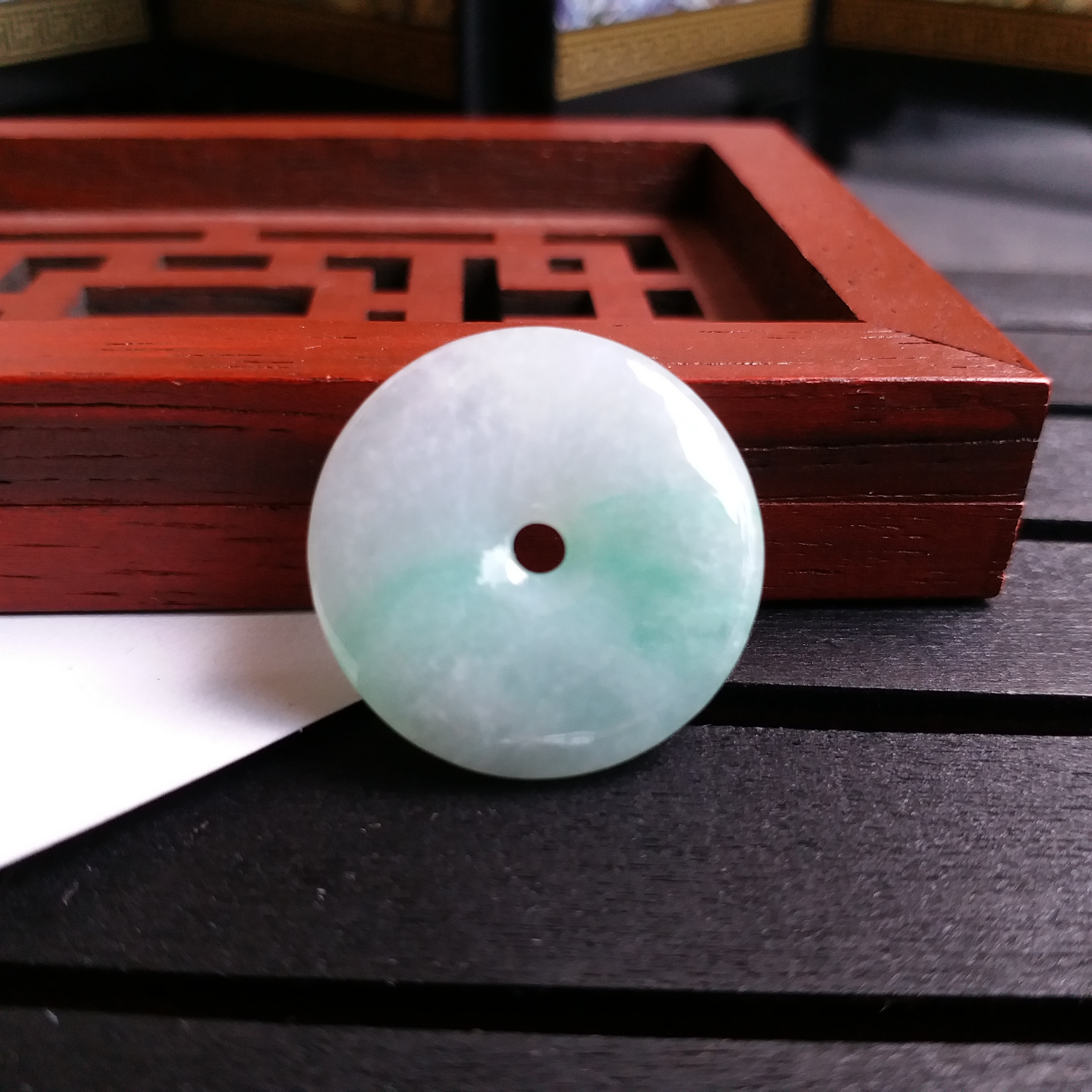 冰糯淺綠平安扣 (23.2mm直徑), 天然翡翠A玉, 緬甸玉, Jade, Jadeite