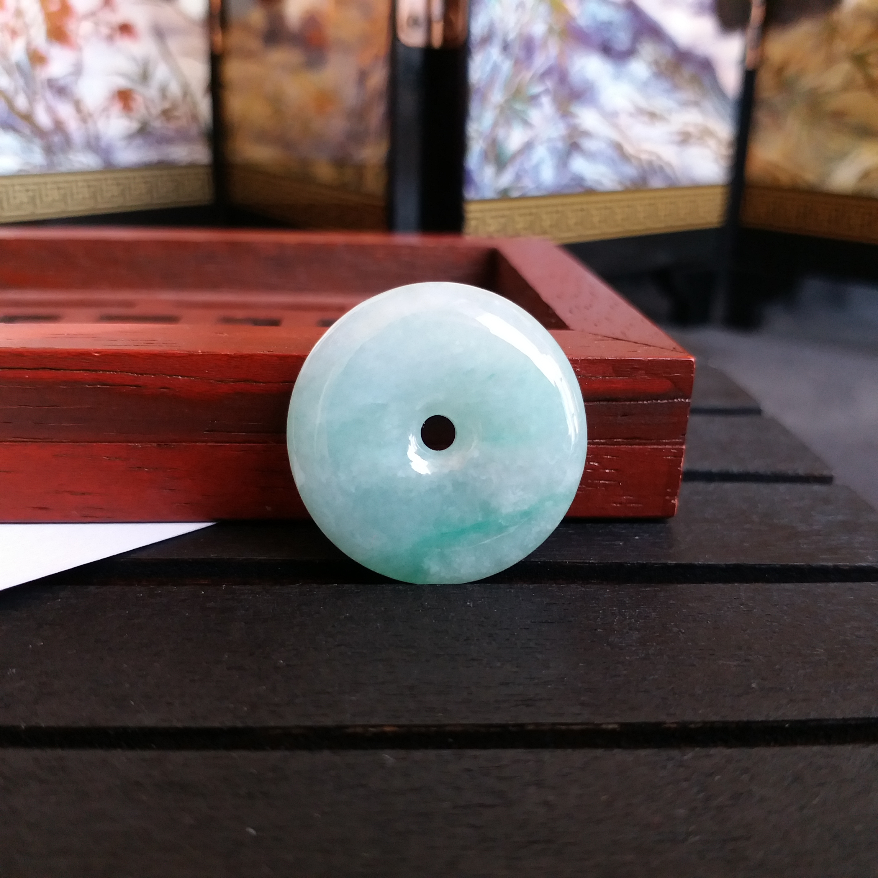 J1330 冰糯淺綠平安扣 (23.3mm直徑)