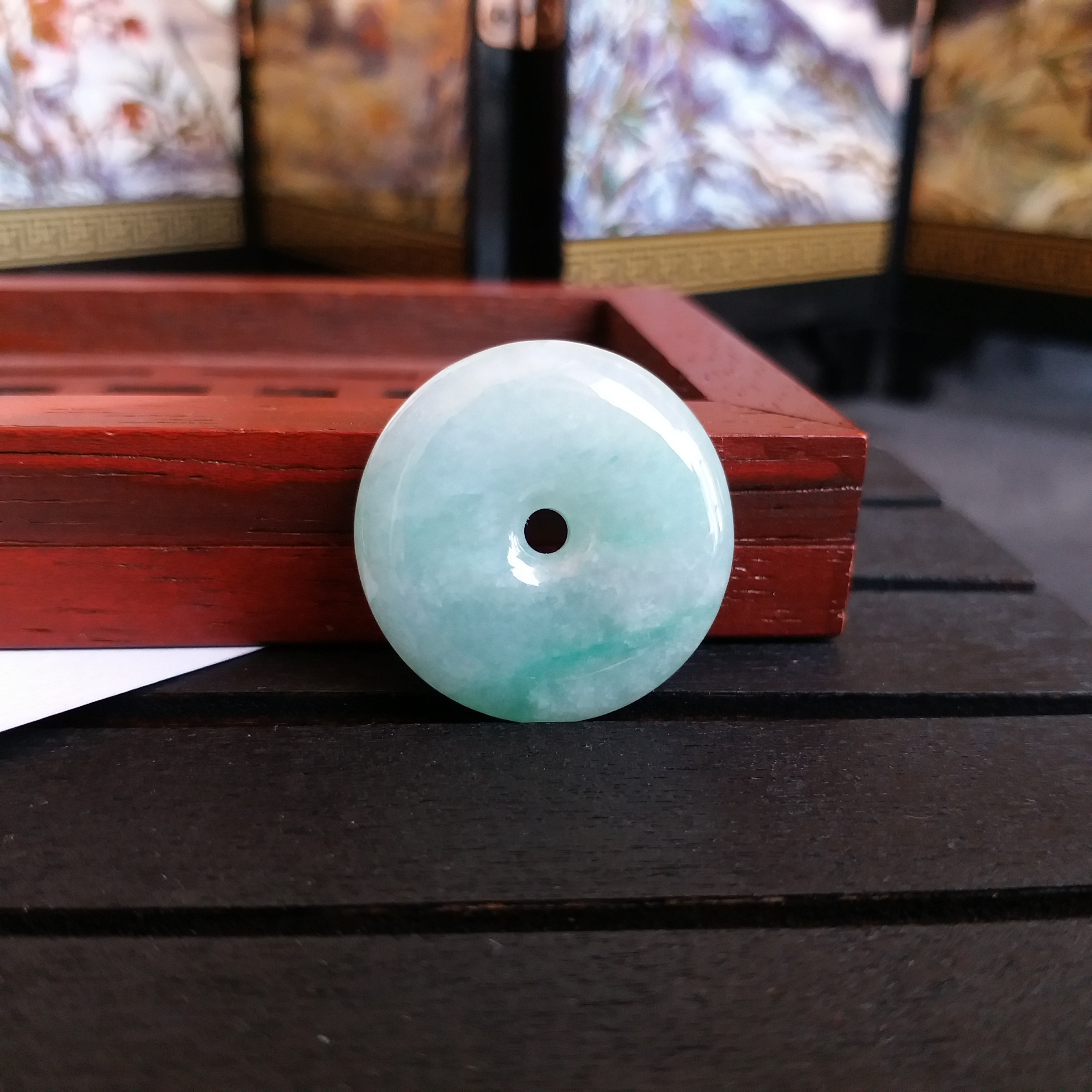 J1330 冰糯淺綠平安扣 (23.3mm直徑)