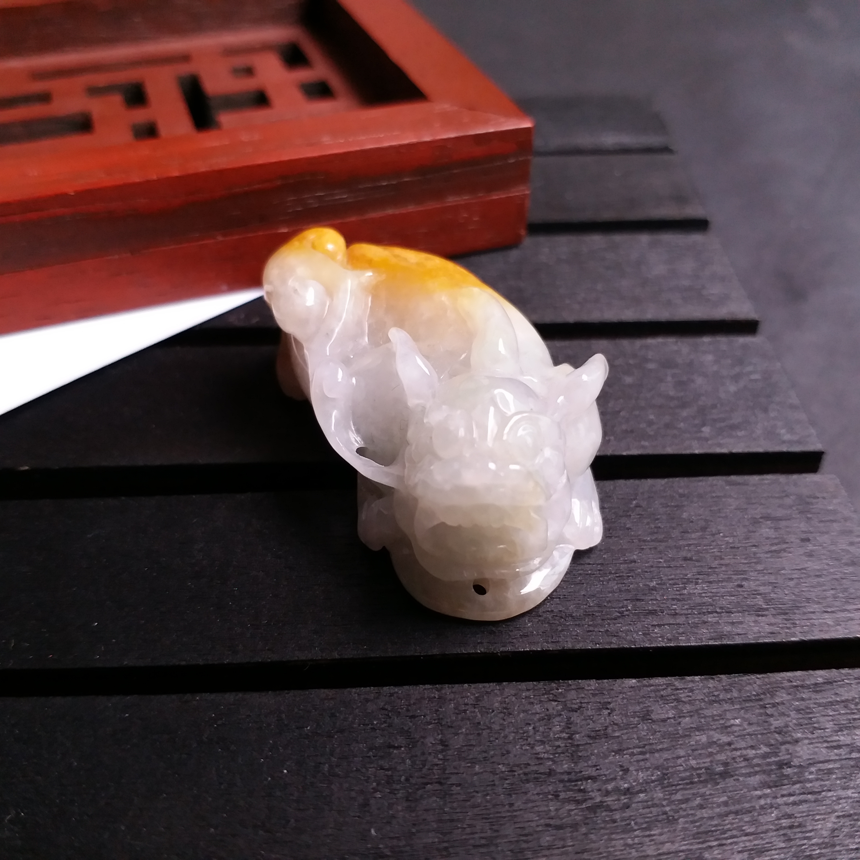 KH146080 翡翠帶黃福瓜貔貅