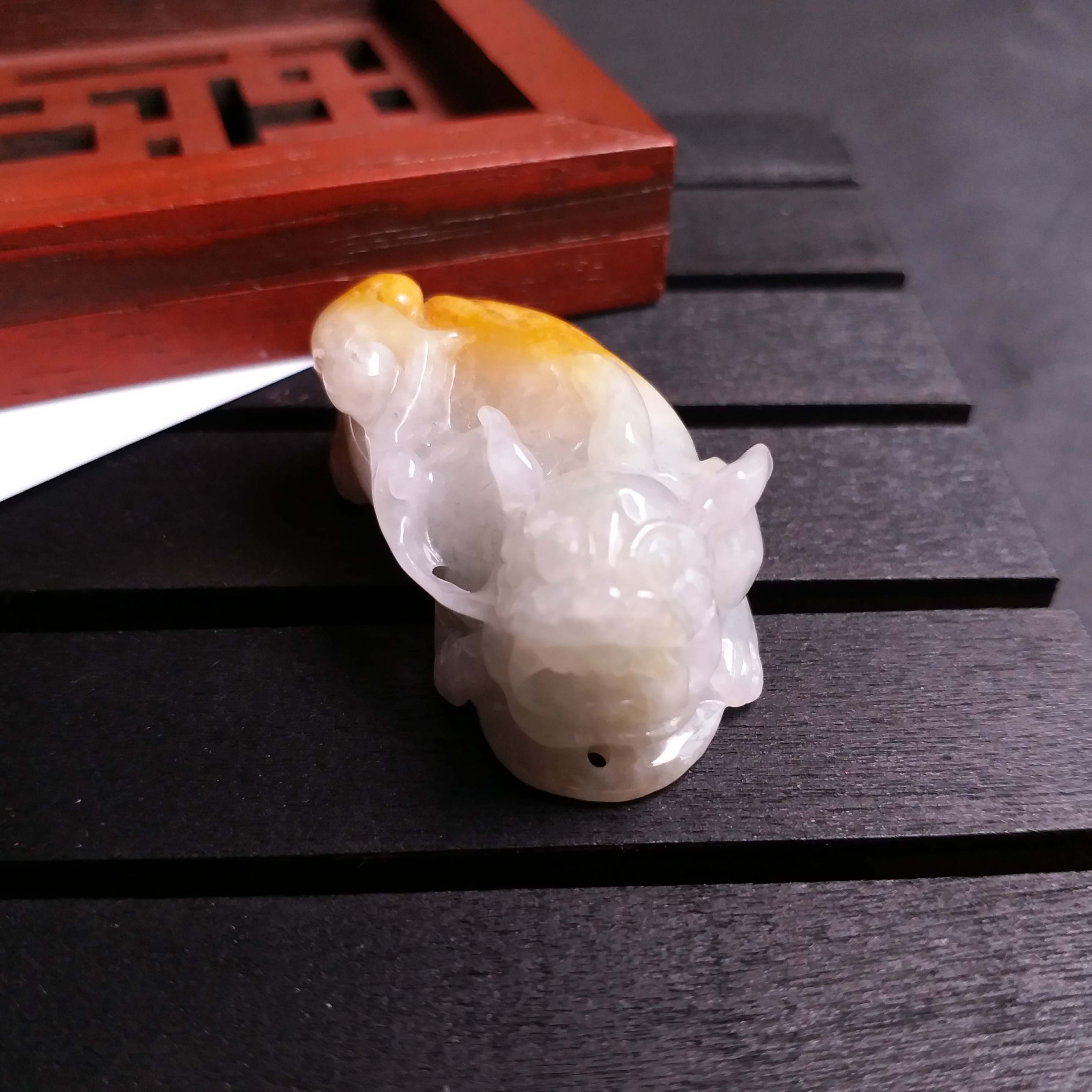 KH146080 翡翠帶黃福瓜貔貅