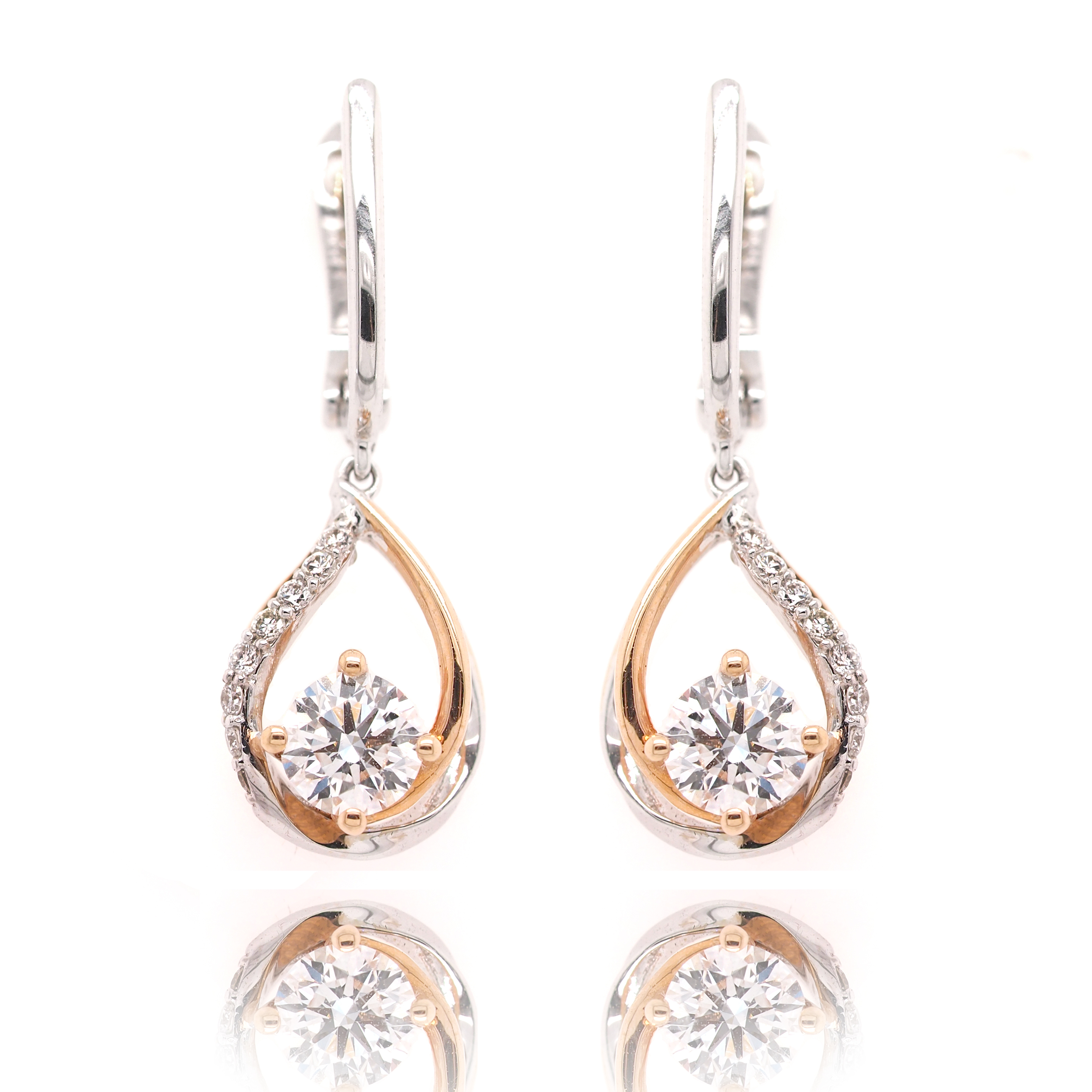 18K白金/玫瑰金天然鑽石耳環