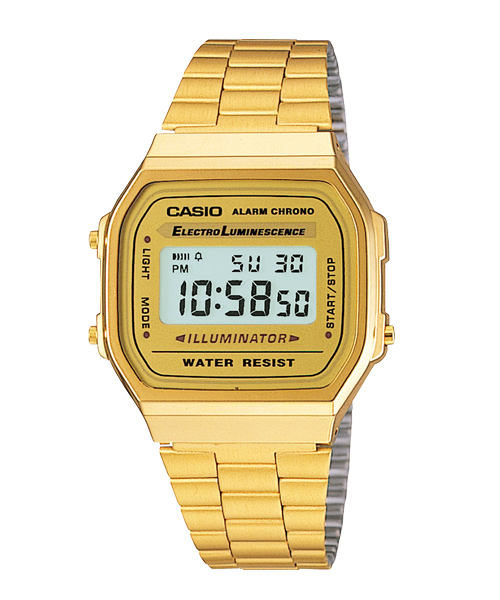 萬年鐘錶 - 卡西歐  CASIO 復古金錶 電子錶 A168WG-9W 錶徑 38.6 MM