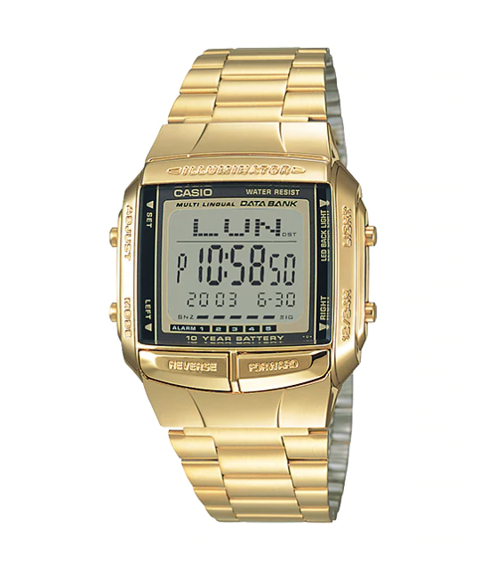 萬年鐘錶 - 卡西歐  CASIO 復古金錶 電子錶  DB-360G-9A   錶徑 43.1 MM