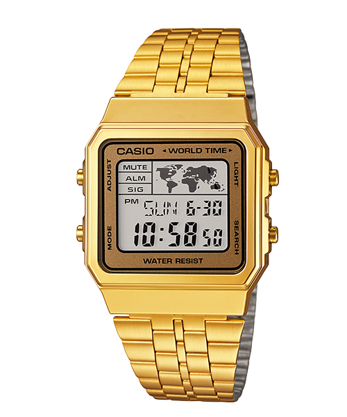 萬年鐘錶 - 卡西歐  CASIO 復古金錶 電子錶  A500WGA-9D  錶徑 39 MM