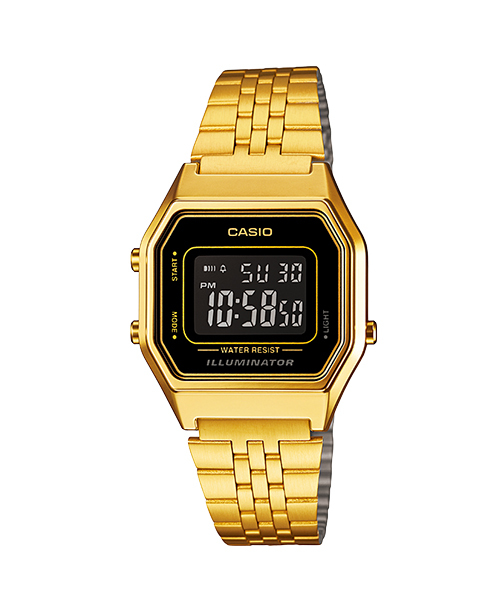萬年鐘錶 - 卡西歐  CASIO 復古金錶 電子錶  女錶 LA680WGA-1B   錶徑 33.5MM