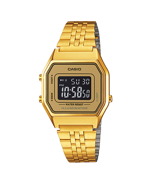 萬年鐘錶 - 卡西歐  CASIO 復古金錶 電子錶  女錶 LA680WGA-9B    錶徑 33.5MM