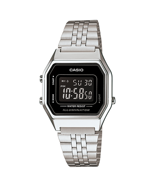 萬年鐘錶 - 卡西歐  CASIO 復古金錶 電子錶  女錶 LA680WA-1B 錶徑 33.5MM