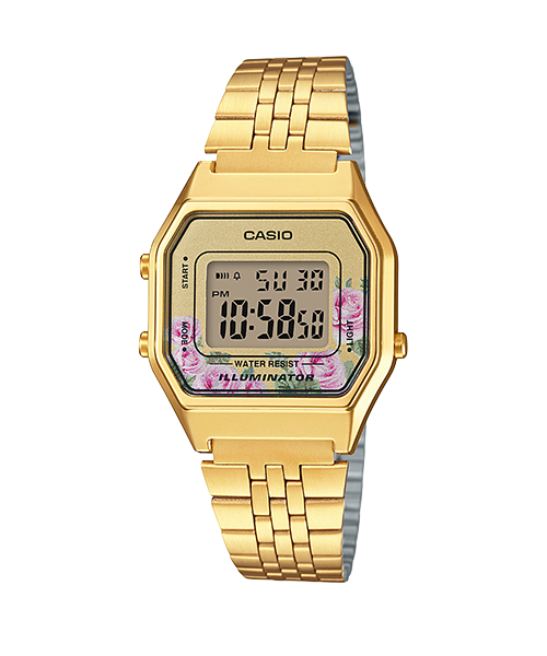 萬年鐘錶 - 卡西歐  CASIO 復古金錶 電子錶  小花系列女錶  LA680WGA-4C  錶徑 33.5MM