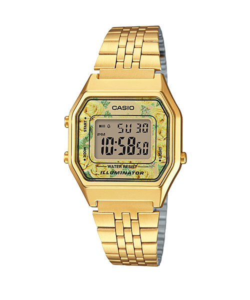 萬年鐘錶 - 卡西歐  CASIO 復古金錶 電子錶  小花系列女錶  LA680WGA-9C  錶徑 33.5MM