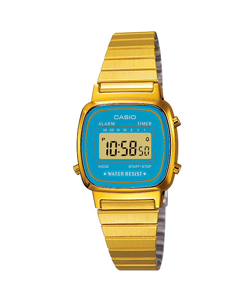 萬年鐘錶 - 卡西歐  CASIO 復古金錶 電子錶   女錶   LA670WGA-2D 錶徑 30.3MM