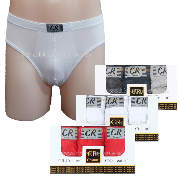 3條/盒 CR: 男裝淨色三角褲 (M-XXL碼)