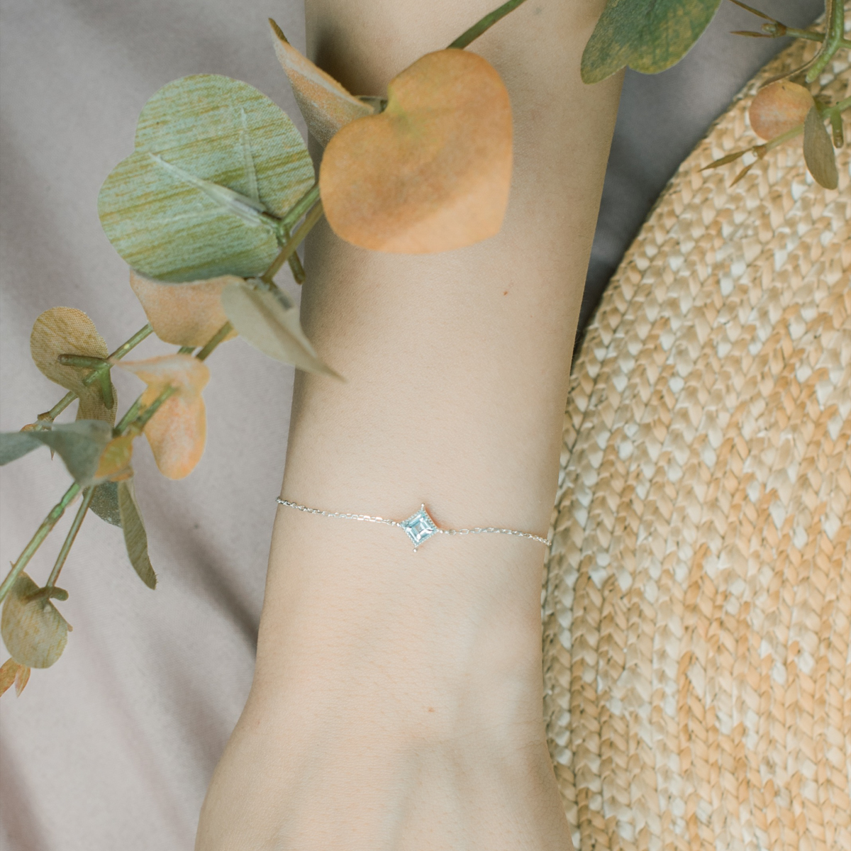 蛋糕菱形托帕石手鍊-銀