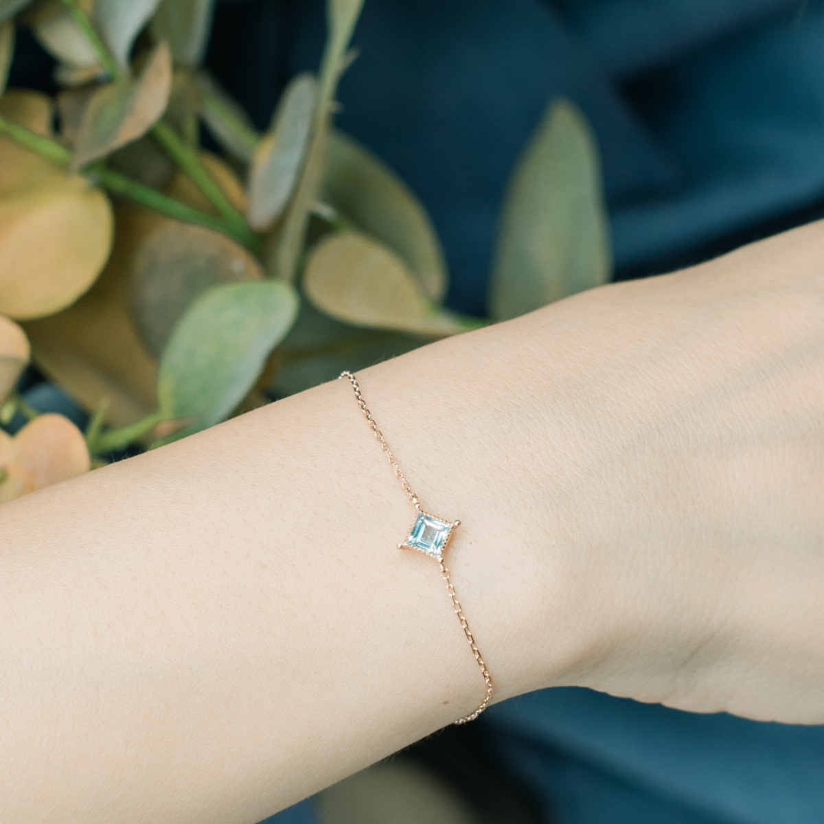 蛋糕菱形托帕石手鍊-玫瑰金