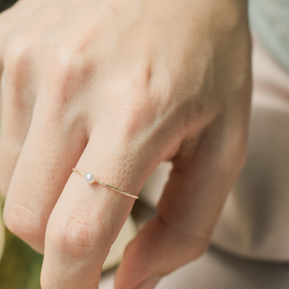 14K單顆珍珠戒指