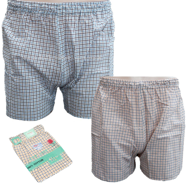 3條裝 玫瑰牌: 男裝橡筋格仔短褲 (S-XXL碼)