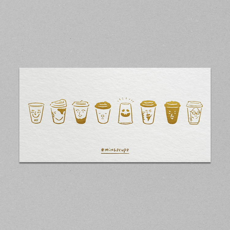 「MINGSCUPS」杯子明信片 - 燙金