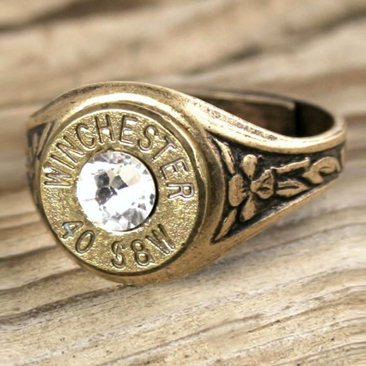 美國 Bullet - 40口徑 子彈戒指（可調式戒圍 / 水鑽版 / 黃銅）