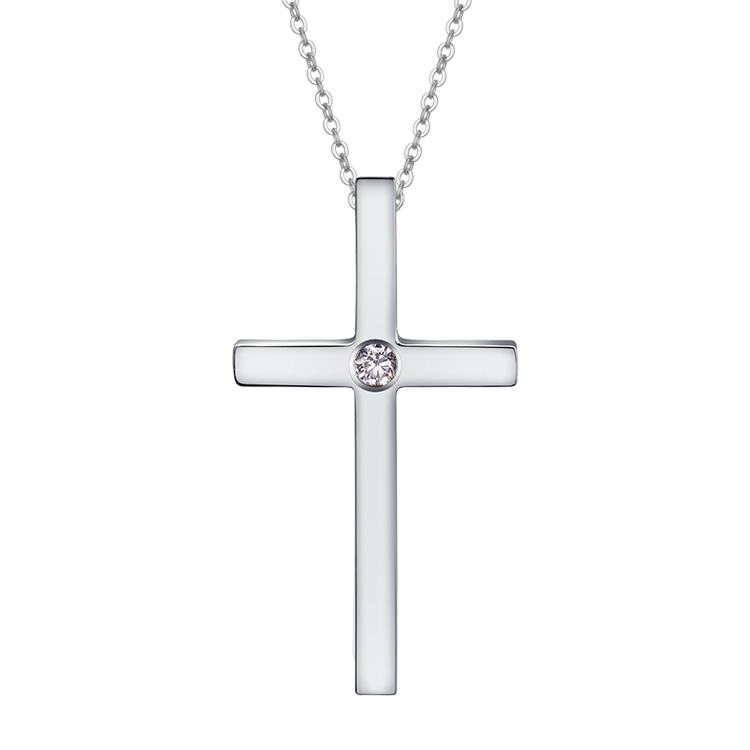 白鋼對鍊，情侶項鍊 厚實十字架；深沉的信仰精神（7565大）