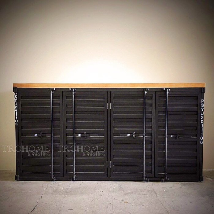 可訂製-實木桌面全鐵貨櫃收納櫃