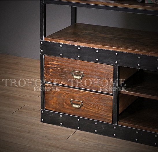 可訂製-實木鐵邊抽屜層架